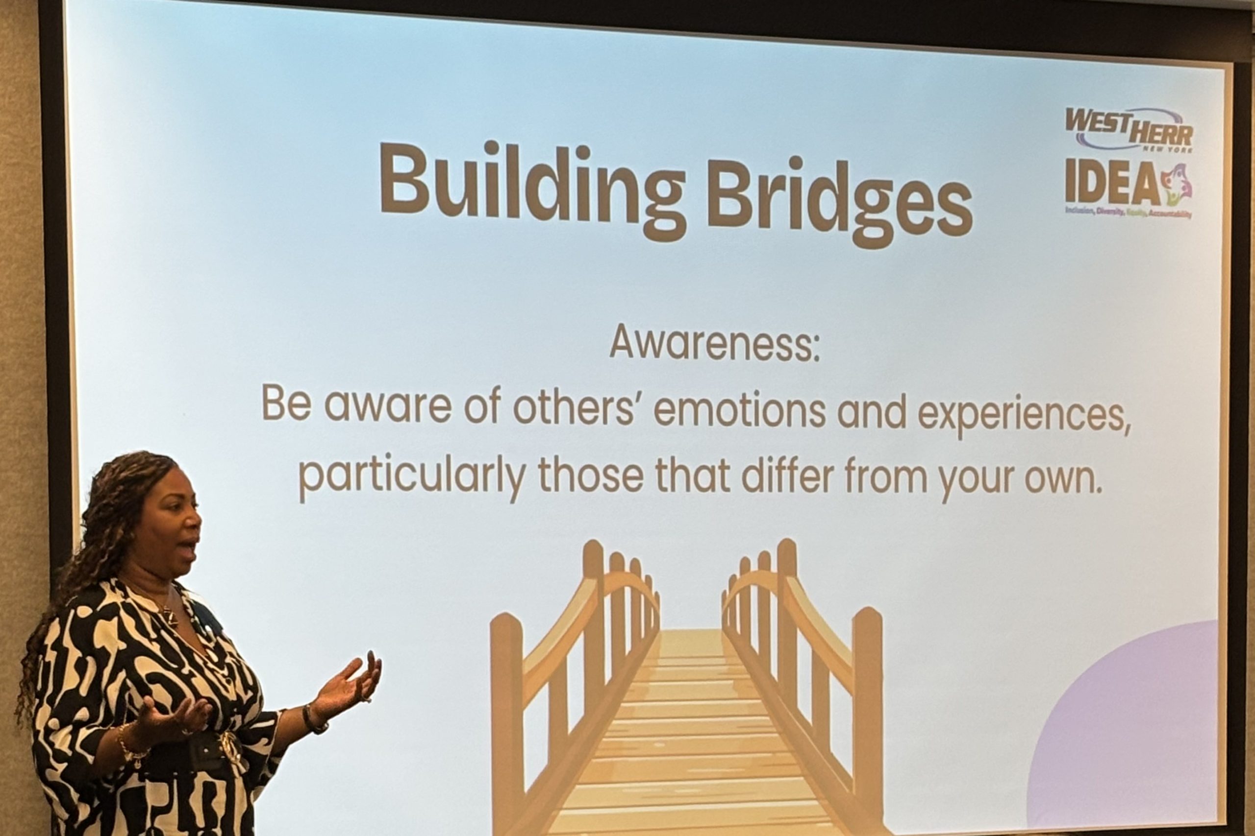 Dr. Latricia Davis teaching a "Building Bridges" class as part of West Herr IDEA